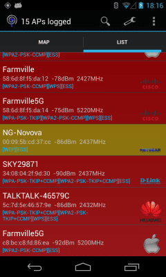 Screenshot of the application Wifi Tracker - #1