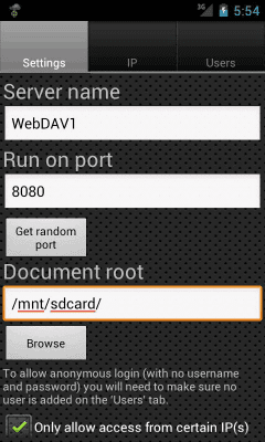 Screenshot of the application WebDAV Server Ultimate - #2