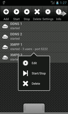 Screenshot of the application XMPP Server - #1