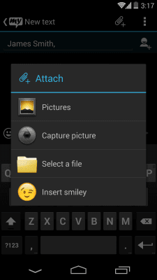 Screenshot of the application mysms - Dark Theme - #4