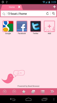 Screenshot of the application Pink Bird Boat Browser Theme - #1