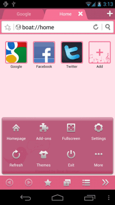 Screenshot of the application Pink Bird Boat Browser Theme - #3