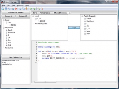 Screenshot of the application Snippet Manager - #3