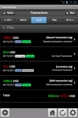 Screenshot of the application InEx Finance - #3