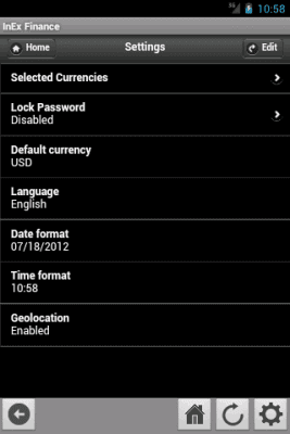 Screenshot of the application InEx Finance - #6