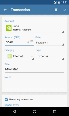 Screenshot of the application Evermoney - #8