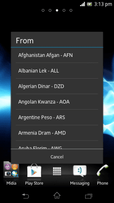 Screenshot of the application Sony Currency Converter - #2