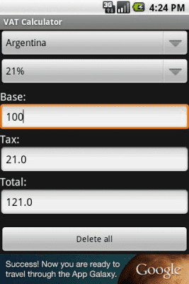 Screenshot of the application VAT Calculator - #1