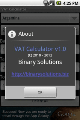 Screenshot of the application VAT Calculator - #2