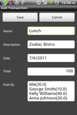 Screenshot of the application Group Expenses - #5