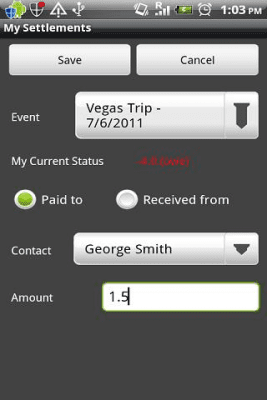 Screenshot of the application Group Expenses - #7