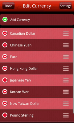 Screenshot of the application MyCurrency - #4