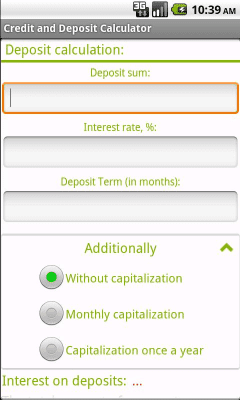 Screenshot of the application Loan and Deposit calculator - #3