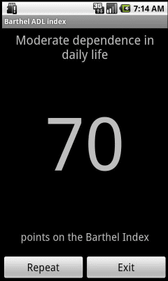 Screenshot of the application Barthel Index - #1