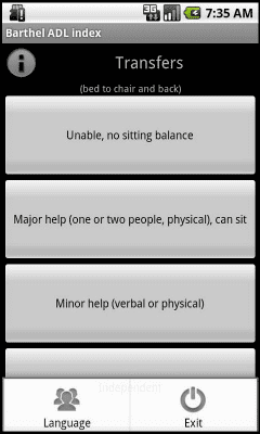 Screenshot of the application Barthel Index - #3