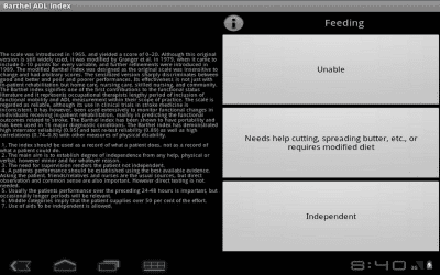 Screenshot of the application Barthel Index - #5