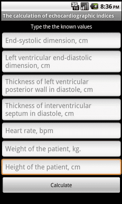 Screenshot of the application Echocardiography - #1