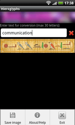 Screenshot of the application Hieroglyphs - #2