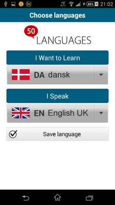 Screenshot of the application Danish 50 languages - #2