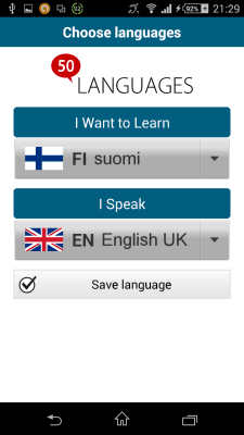 Screenshot of the application Finnish 50 languages - #2