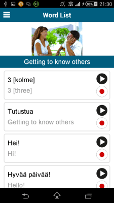 Screenshot of the application Finnish 50 languages - #5