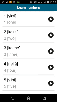 Screenshot of the application Finnish 50 languages - #6