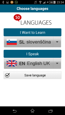 Screenshot of the application Slovenian 50 languages - #1