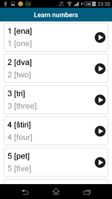Screenshot of the application Slovenian 50 languages - #4