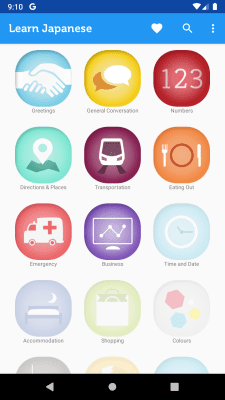 Screenshot of the application Learn Japanese Phrasebook - #1