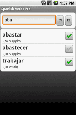 Screenshot of the application Spanish Verbs Pro Edition - #5