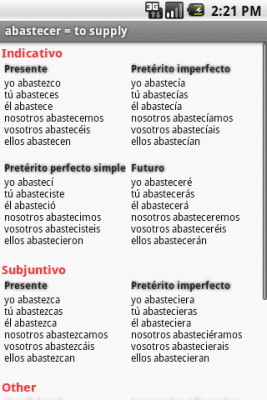 Screenshot of the application Spanish Verbs Pro Edition - #7