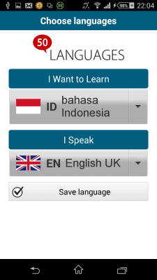 Screenshot of the application Indonesian 50 languages - #2
