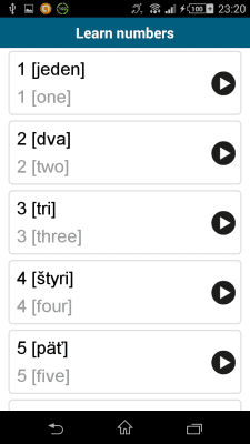 Screenshot of the application Slovak 50 languages - #4