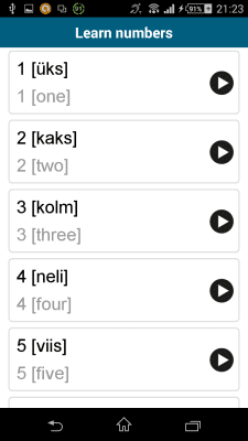 Screenshot of the application Estonian 50 languages - #6