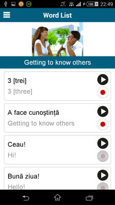 Screenshot of the application Romanian 50 languages - #3