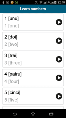 Screenshot of the application Romanian 50 languages - #5