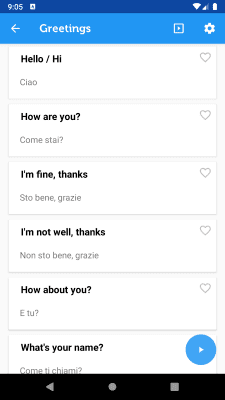Screenshot of the application Learn Italian Phrasebook - #2