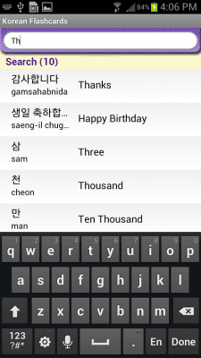 Screenshot of the application Korean Vocabulary - #3