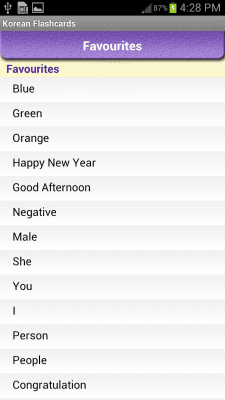Screenshot of the application Korean Vocabulary - #4