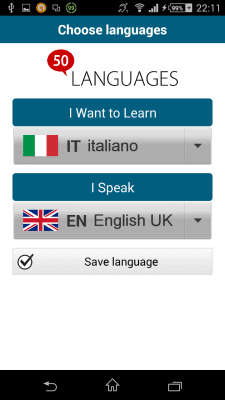 Screenshot of the application Italian 50 languages - #2