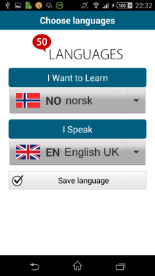 Screenshot of the application Norwegian 50 languages - #1