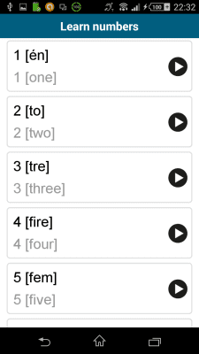 Screenshot of the application Norwegian 50 languages - #5