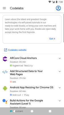 Screenshot of the application Google I/O 2019 - #3