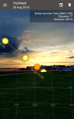 Screenshot of the application Position Sun and Sunrise Demo - #2