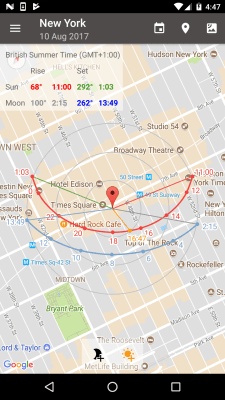 Screenshot of the application Position Sun and Sunrise Demo - #4