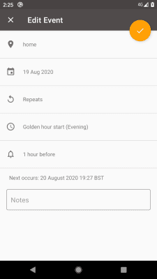 Screenshot of the application Position Sun and Sunrise Demo - #5