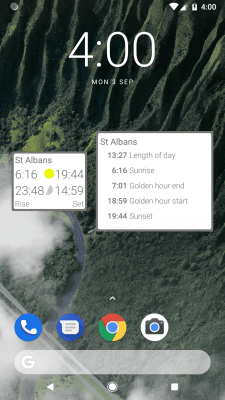 Screenshot of the application Position Sun and Sunrise Demo - #6