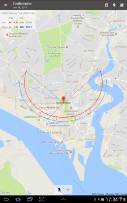 Screenshot of the application Position Sun and Sunrise Demo - #10