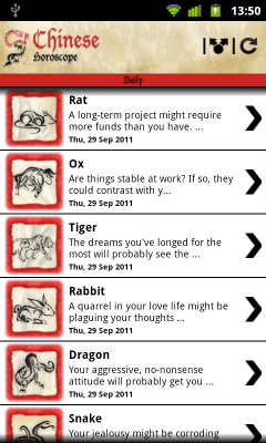 Screenshot of the application Chinese Horoscope - #2