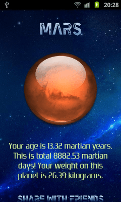 Screenshot of the application Solar System Calculator - #5